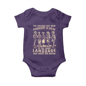 Native American Warrior Baby Onesie The Language They Were Forbidden To Speak Saved This Nation TS11 Purple Print Your Wear