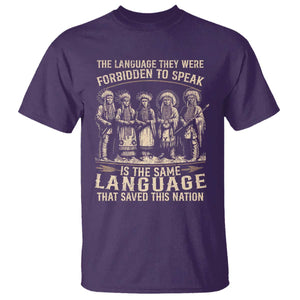 Native American Warrior T Shirt The Language They Were Forbidden To Speak Saved This Nation TS11 Purple Print Your Wear
