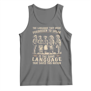 Native American Warrior Tank Top The Language They Were Forbidden To Speak Saved This Nation TS11 Black Heather Print Your Wear