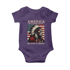America Love It Or Give It Back Baby Onesie Native American Chiefs Vintage USA Flag TS11 Purple Print Your Wear