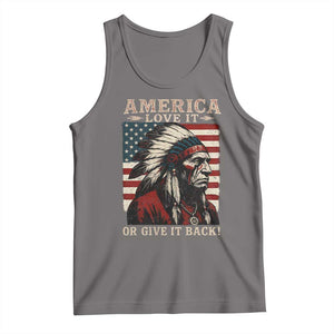 America Love It Or Give It Back Tank Top Native American Chiefs Vintage USA Flag TS11 Deep Heather Print Your Wear