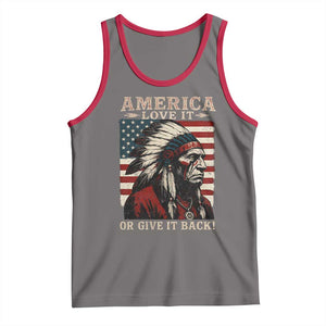 America Love It Or Give It Back Tank Top Native American Chiefs Vintage USA Flag TS11 Deep Heather Red Print Your Wear
