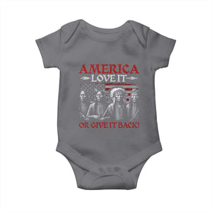 America Love It Or Give It Back Baby Onesie Native American Chiefs USA Flag TS11 Charcoal Print Your Wear