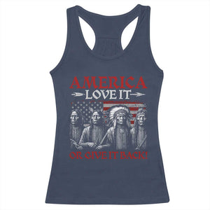 America Love It Or Give It Back Racerback Tank Top Native American Chiefs USA Flag TS11 Navy Print Your Wear