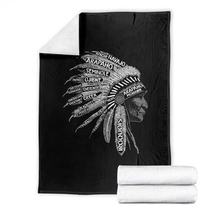 Native American Tribes Throw Blanket Vintage Indian American Chief TS11 Black Print Your Wear