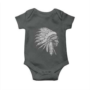 Native American Tribes Baby Onesie Vintage Indian American Chief TS11 Dark Heather Print Your Wear