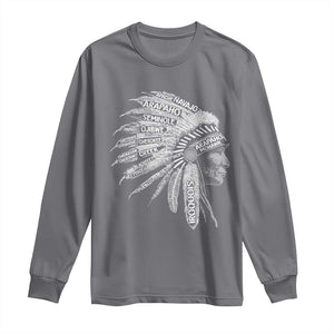 Native American Tribes Long Sleeve Shirt Vintage Indian American Chief TS11 Charcoal Print Your Wear