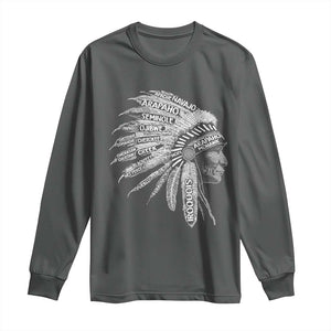 Native American Tribes Long Sleeve Shirt Vintage Indian American Chief TS11 Dark Heather Print Your Wear