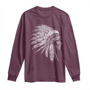 Native American Tribes Long Sleeve Shirt Vintage Indian American Chief TS11 Maroon Print Your Wear
