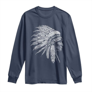 Native American Tribes Long Sleeve Shirt Vintage Indian American Chief TS11 Navy Print Your Wear