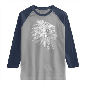 Native American Tribes Raglan Shirt Vintage Indian American Chief TS11 Sport Gray Navy Print Your Wear