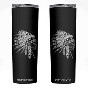 Native American Tribes Skinny Tumbler Vintage Indian American Chief TS11 Black Print Your Wear
