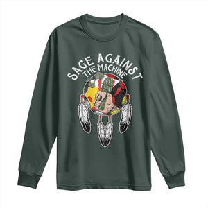 Funny Sage Against The Machine Long Sleeve Shirt Native American Sage Medicine Wheel TS11 Dark Forest Green Print Your Wear