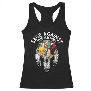 Funny Sage Against The Machine Racerback Tank Top Native American Sage Medicine Wheel TS11 Black Print Your Wear
