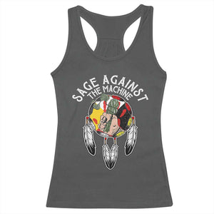 Funny Sage Against The Machine Racerback Tank Top Native American Sage Medicine Wheel TS11 Dark Heather Print Your Wear