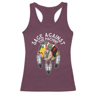 Funny Sage Against The Machine Racerback Tank Top Native American Sage Medicine Wheel TS11 Maroon Print Your Wear