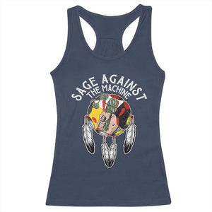 Funny Sage Against The Machine Racerback Tank Top Native American Sage Medicine Wheel TS11 Navy Print Your Wear