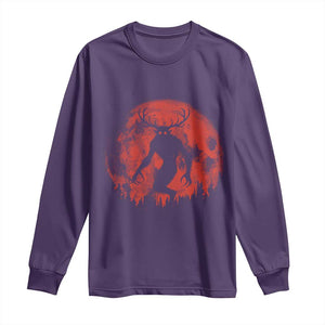 Wendigo Monster Long Sleeve Shirt Skinwalker Night Stroll Cryptid Full Moon Evil Monster TS11 Purple Print Your Wear