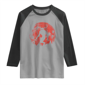 Wendigo Monster Raglan Shirt Skinwalker Night Stroll Cryptid Full Moon Evil Monster TS11 Sport Gray Black Print Your Wear