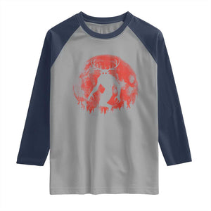 Wendigo Monster Raglan Shirt Skinwalker Night Stroll Cryptid Full Moon Evil Monster TS11 Sport Gray Navy Print Your Wear