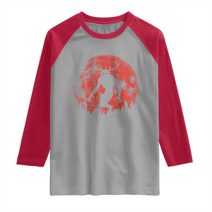 Wendigo Monster Raglan Shirt Skinwalker Night Stroll Cryptid Full Moon Evil Monster TS11 Sport Gray Red Print Your Wear