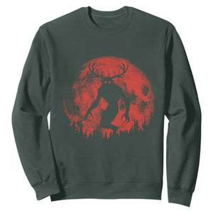Wendigo Monster Sweatshirt Skinwalker Night Stroll Cryptid Full Moon Evil Monster TS11 Dark Forest Green Print Your Wear