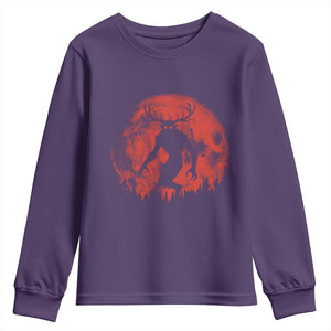Wendigo Monster Youth Sweatshirt Skinwalker Night Stroll Cryptid Full Moon Evil Monster TS11 Purple Print Your Wear