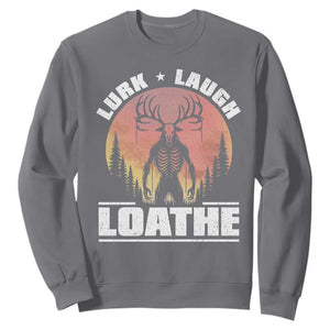 Funny Wendigo Cryptid Lurk Laugh Loathe Sweatshirt TS11 Charcoal Print Your Wear