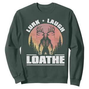 Funny Wendigo Cryptid Lurk Laugh Loathe Sweatshirt TS11 Dark Forest Green Print Your Wear
