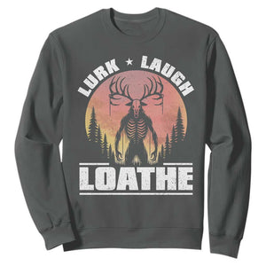 Funny Wendigo Cryptid Lurk Laugh Loathe Sweatshirt TS11 Dark Heather Print Your Wear