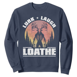 Funny Wendigo Cryptid Lurk Laugh Loathe Sweatshirt TS11 Navy Print Your Wear