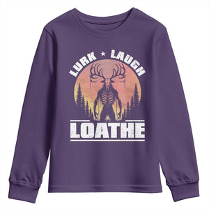Funny Wendigo Cryptid Lurk Laugh Loathe Youth Sweatshirt TS11 Purple Print Your Wear