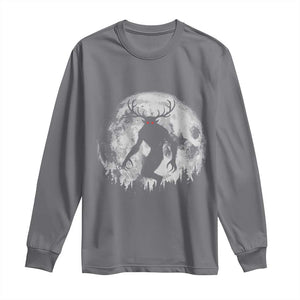 Wendigo Monster Long Sleeve Shirt Skinwalker Night Stroll Cryptid Full Moon TS11 Charcoal Print Your Wear