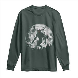 Wendigo Monster Long Sleeve Shirt Skinwalker Night Stroll Cryptid Full Moon TS11 Dark Forest Green Print Your Wear