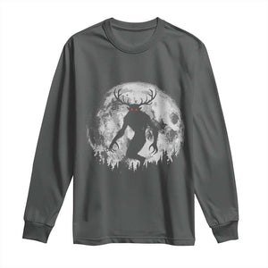 Wendigo Monster Long Sleeve Shirt Skinwalker Night Stroll Cryptid Full Moon TS11 Dark Heather Print Your Wear