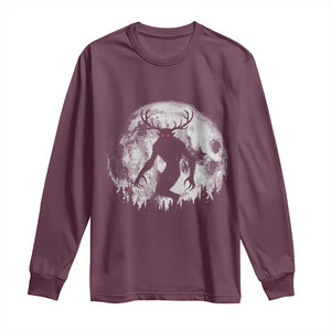 Wendigo Monster Long Sleeve Shirt Skinwalker Night Stroll Cryptid Full Moon TS11 Maroon Print Your Wear
