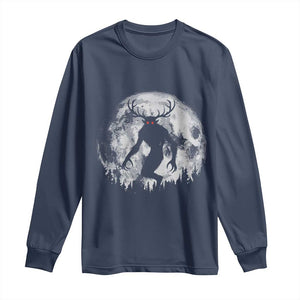 Wendigo Monster Long Sleeve Shirt Skinwalker Night Stroll Cryptid Full Moon TS11 Navy Print Your Wear