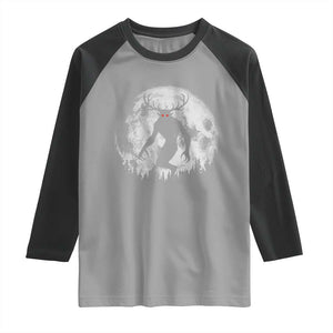 Wendigo Monster Raglan Shirt Skinwalker Night Stroll Cryptid Full Moon TS11 Sport Gray Black Print Your Wear