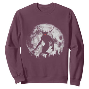 Wendigo Monster Sweatshirt Skinwalker Night Stroll Cryptid Full Moon TS11 Maroon Print Your Wear
