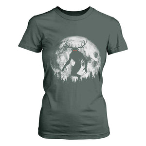 Wendigo Monster T Shirt For Women Skinwalker Night Stroll Cryptid Full Moon TS11 Dark Forest Green Print Your Wear
