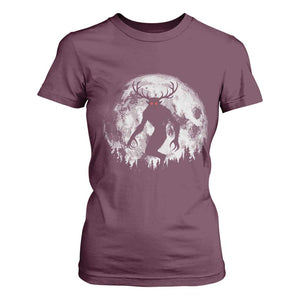 Wendigo Monster T Shirt For Women Skinwalker Night Stroll Cryptid Full Moon TS11 Maroon Print Your Wear