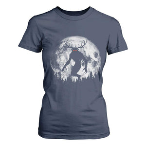 Wendigo Monster T Shirt For Women Skinwalker Night Stroll Cryptid Full Moon TS11 Navy Print Your Wear