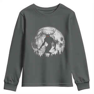 Wendigo Monster Youth Sweatshirt Skinwalker Night Stroll Cryptid Full Moon TS11 Dark Heather Print Your Wear