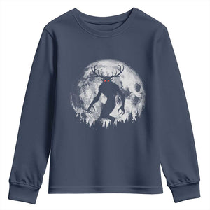 Wendigo Monster Youth Sweatshirt Skinwalker Night Stroll Cryptid Full Moon TS11 Navy Print Your Wear