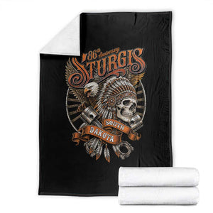 Sturgis South Dakota Indian American Rider Skull 86th Anniversary Throw Blanket