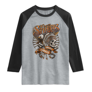 Sturgis South Dakota Indian American Rider Skull 86th Anniversary Raglan Shirt