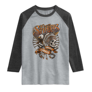 Sturgis South Dakota Indian American Rider Skull 86th Anniversary Raglan Shirt