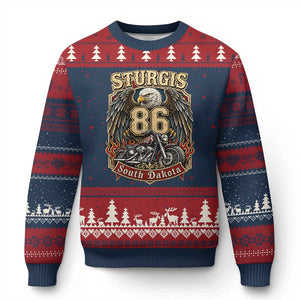 Sturgis South Dakota Motorcycle Lover Eagle 86th Anniversary Ugly Christmas Sweater
