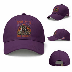 Three Coffees No Lunch Baseball Cap Funny Medieval Knight Coffee Lover