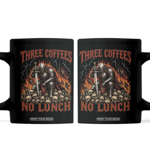 Three Coffees No Lunch Coffee Mug Funny Medieval Knight Coffee Lover